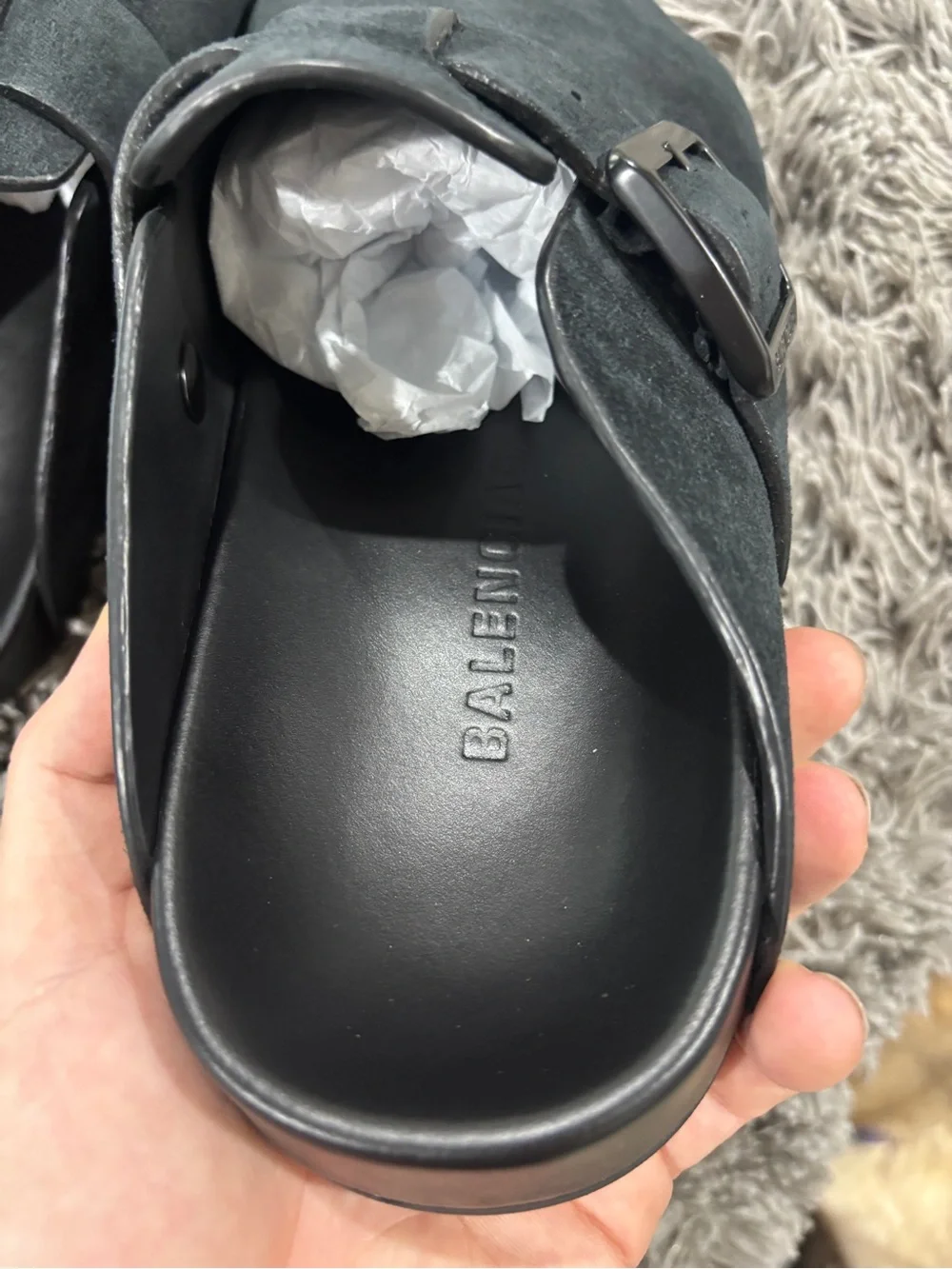 Balenciaga Black Suede Sunday Mules